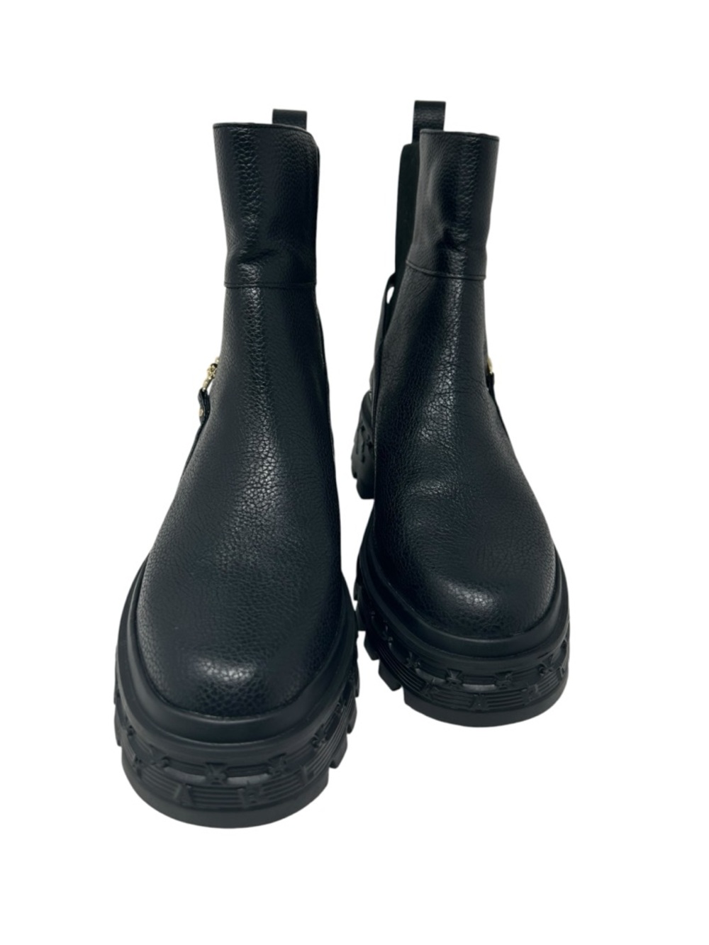 Karl Lagerfeld Paris Women's Laelith Lug Booties with Gold Chain Accent 8.5 - Picture 2 of 7